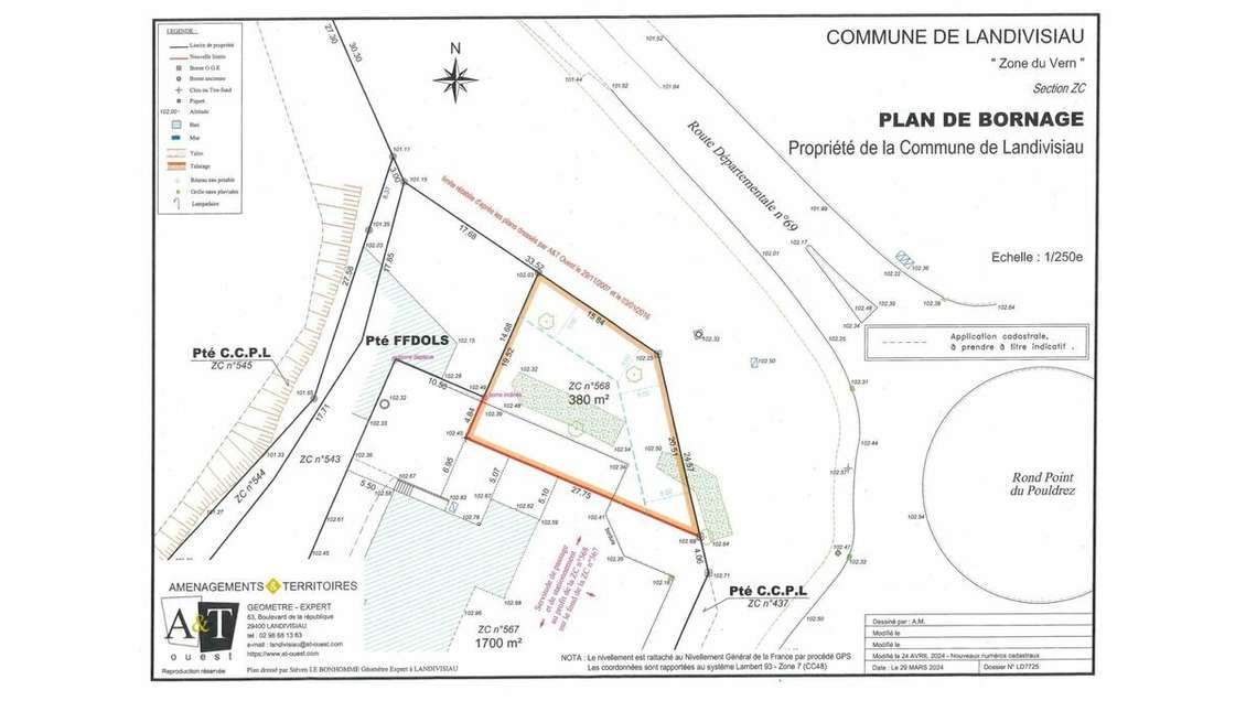A vendre terrain de 380m² à Landivisiau