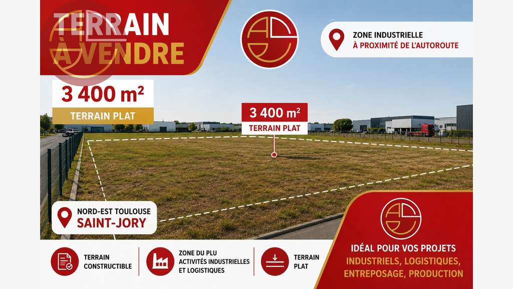 Terrain de 3400m² à vendre en zi à Saint-Jory