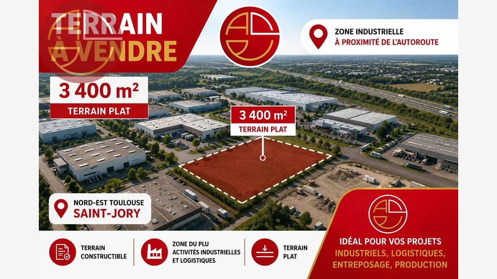 Terrain de 3400m² à vendre en zi à Saint-Jory