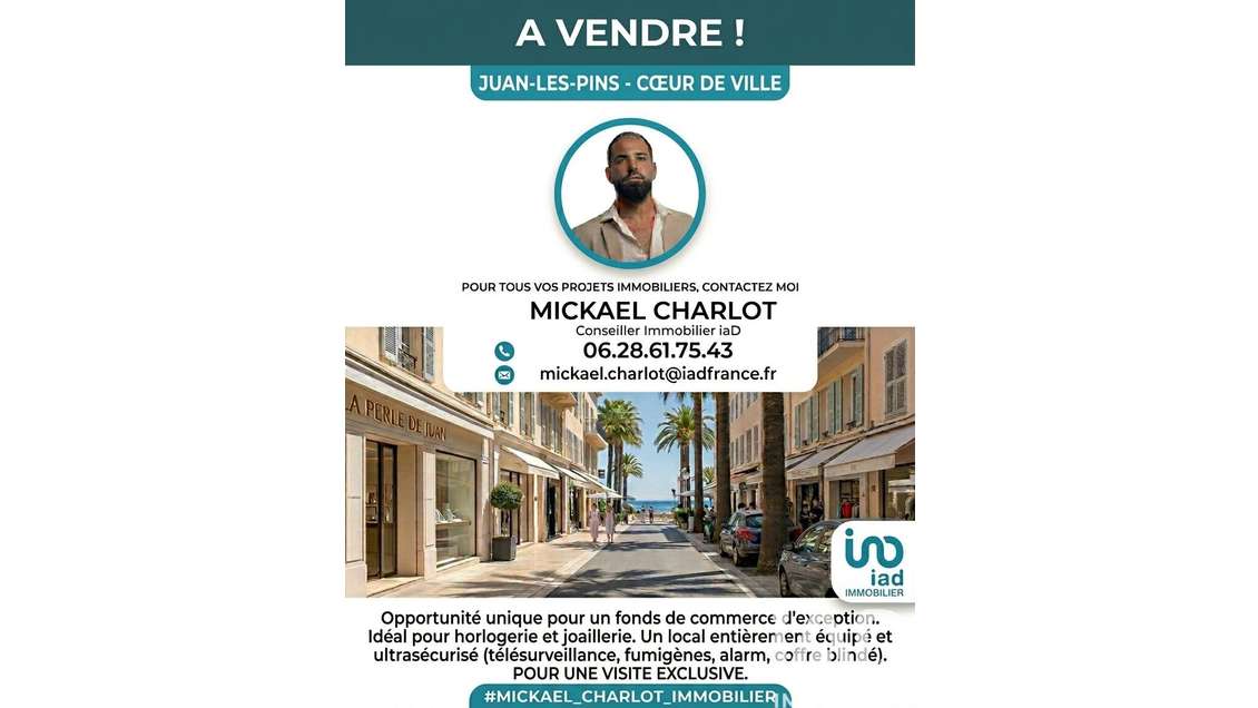 Cède bail Bijouterie horlogerie de 55m² à Antibes