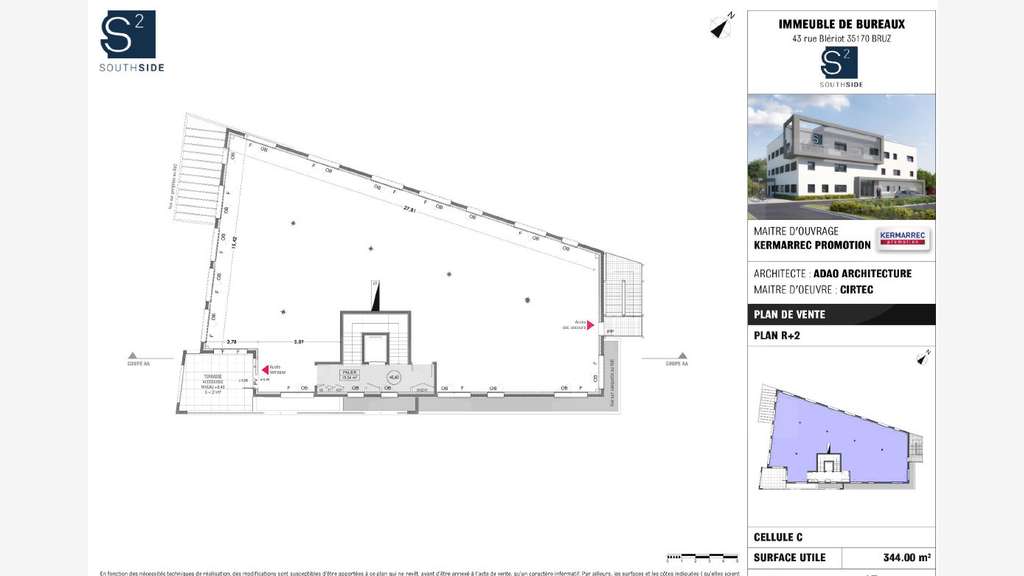 Vente bureaux de 344m² avec terrasse 21m² à Bruz