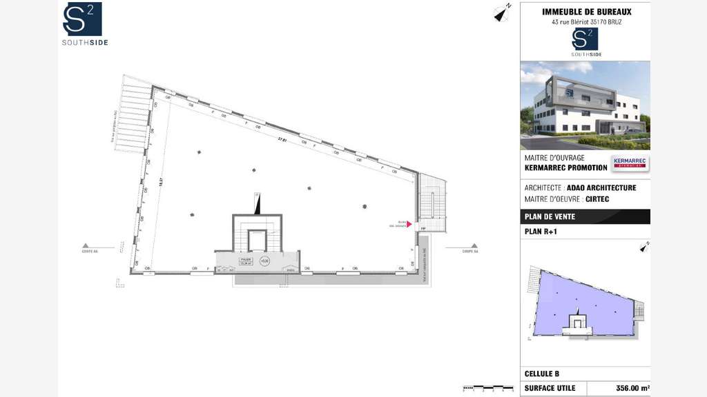 Vente bureaux de 344m² avec terrasse 21m² à Bruz