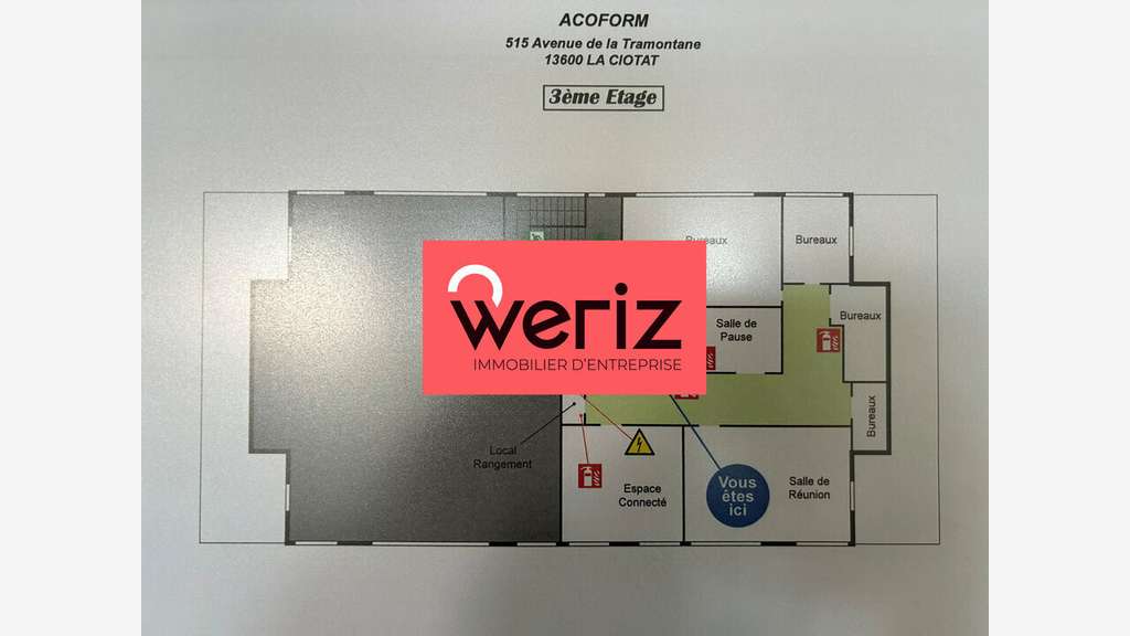 AV bureau 207m² en dernier étage La Ciotat Athélia