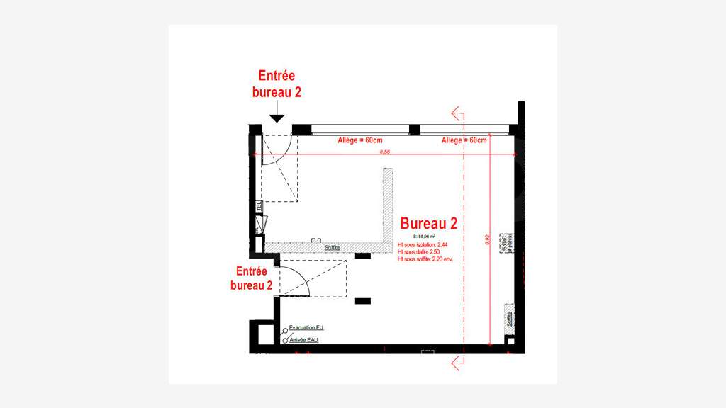 Vente bureaux 55m² à Saint Malo Rocabey 