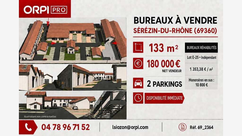BUREAUX À VENDRE - RÉHABILITÉ