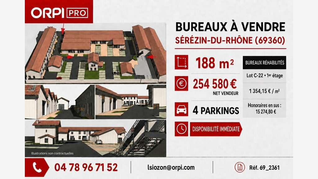 Bureaux réhabilités à vendre à Sérézin-du-Rhône