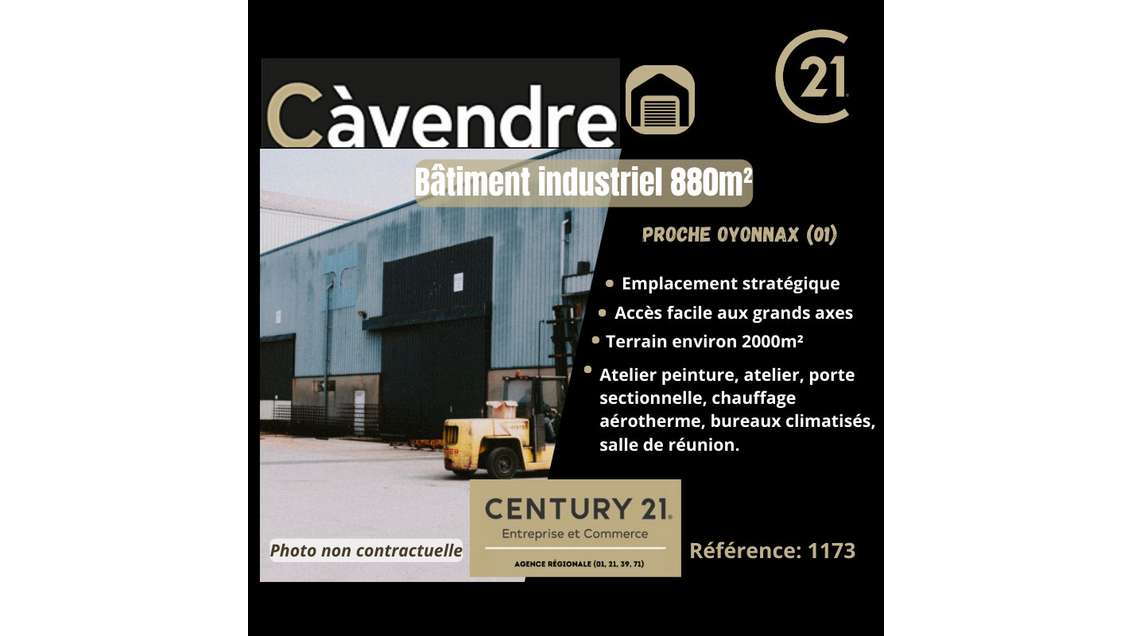 A vendre bâtiment industriel 880m² proche Oyonnax