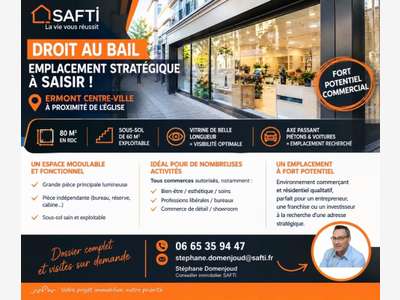Cède bail local de 80m² à Ermont centre-ville