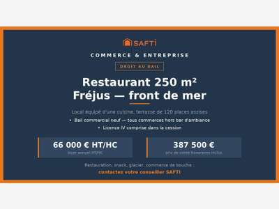 Cède bail restaurant 250m² en front de mer Fréjus