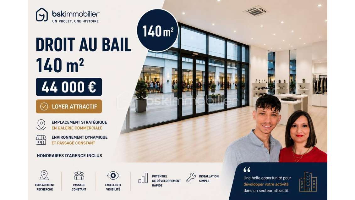 Droit bail local 70m² galerie commerciale Le Havre