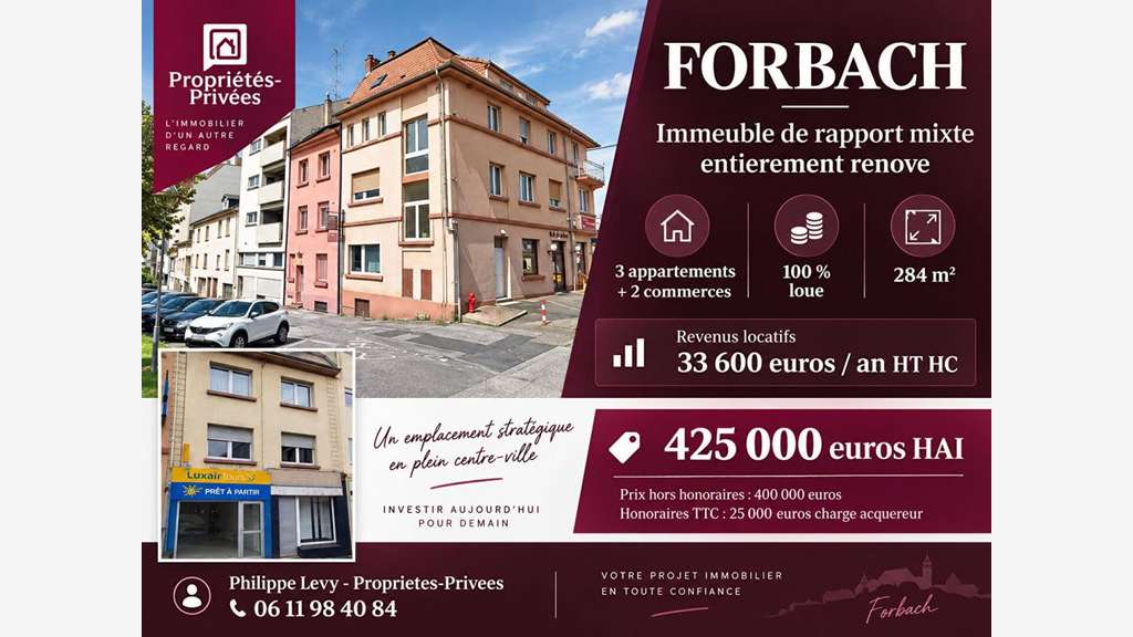 A vendre immeuble de rapport mixte à Forbach