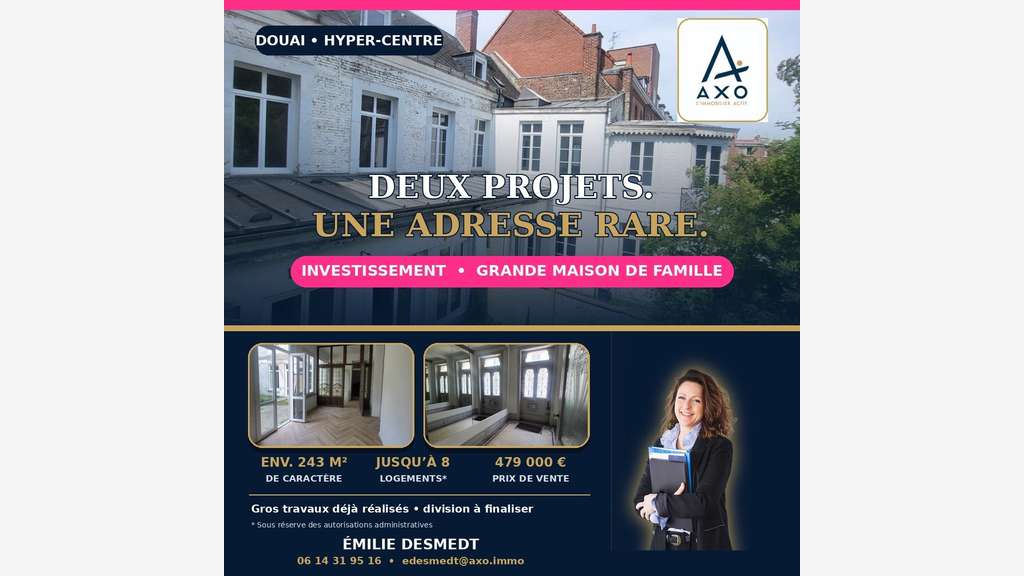 Vente immeuble de rapport 243m² hyper centre Douai