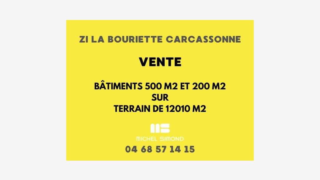 Vente murs bâtiments 500m² 200m² ZI Carcassonne