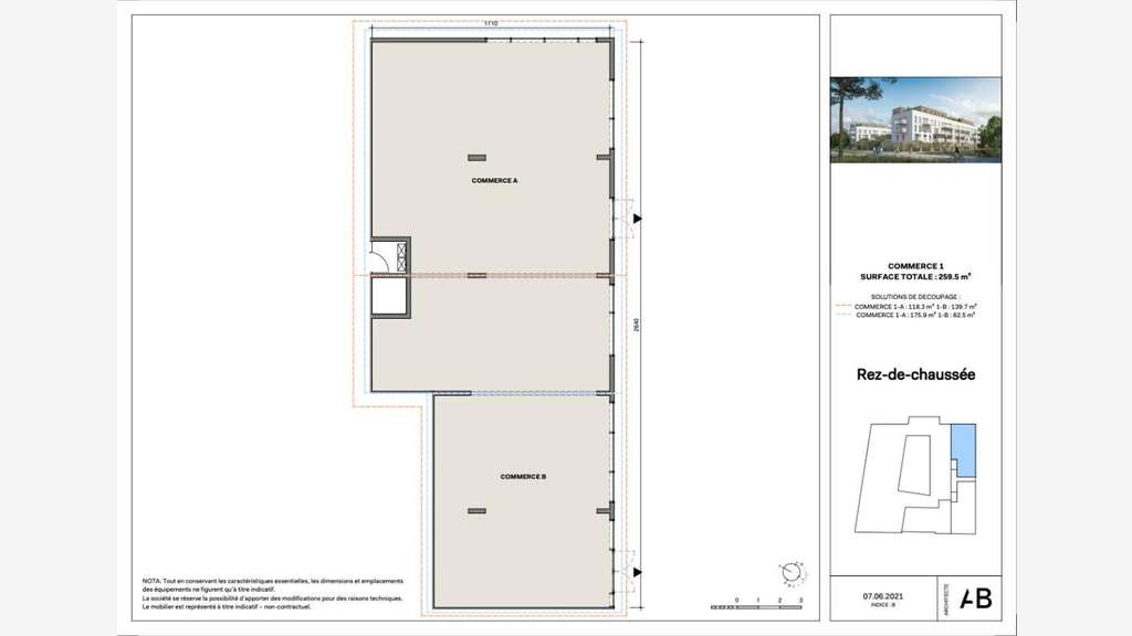 Vente murs commerciaux local 259m² secteur Monteux