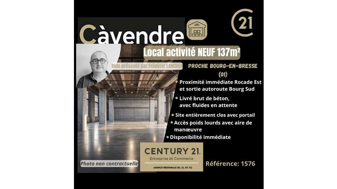 Cède local industriel neuf 137m² à Bourg En Bresse