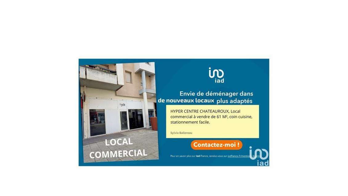 Vente local commercial 61m² à Châteauroux centre 