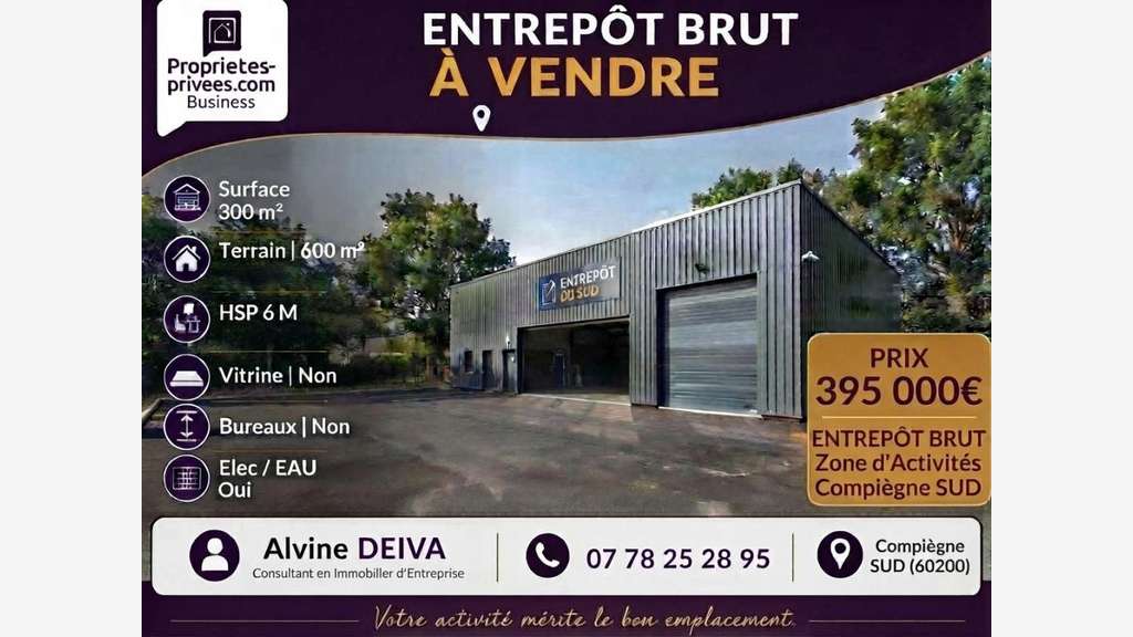 COMPIEGNE - LOCAL BRUT 300 m² Entrepôt sur 600 m² 