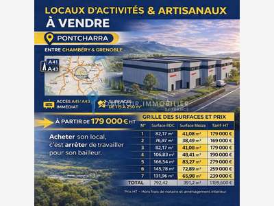 Cède locaux d'activités neufs 120m² Pontcharra 38