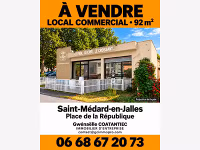 Location local commercial 98m² centre Saint-Médard