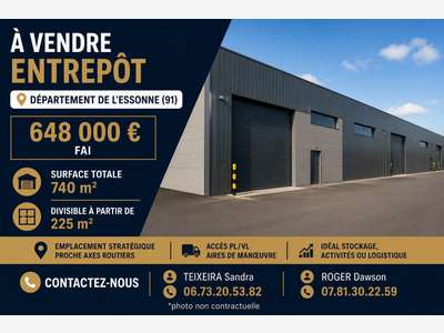 Vente bel entrepôt dans une ville d'Essonne A6