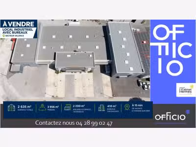 Vente local industriel bureaux de 2634m² à Valence