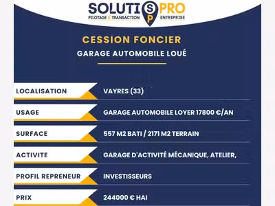 Vente murs garage automobile de 509m² à Vayres