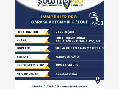 Vente murs garage automobile de 509m² à Vayres