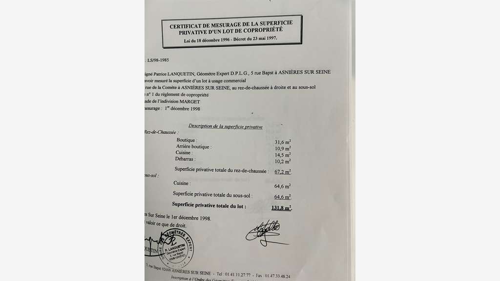 Vente murs loués à Asnières sur Seine