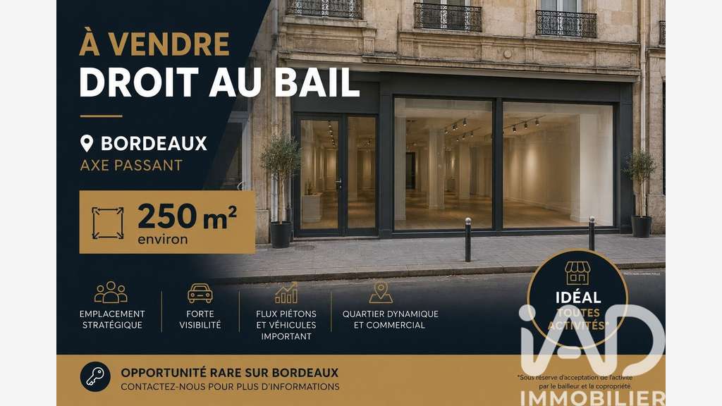 Cession DAB local 250m² à Bordeaux centre