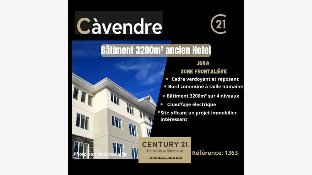 Vente murs ancien hôtel 3350m² Champagnole Jura