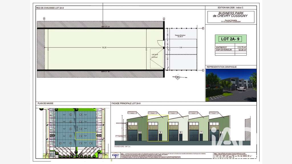 Vente local d'activité de 114m² à Chevry-Cossigny