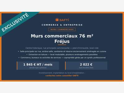Vente murs commerciaux 76m² au centre de Fréjus