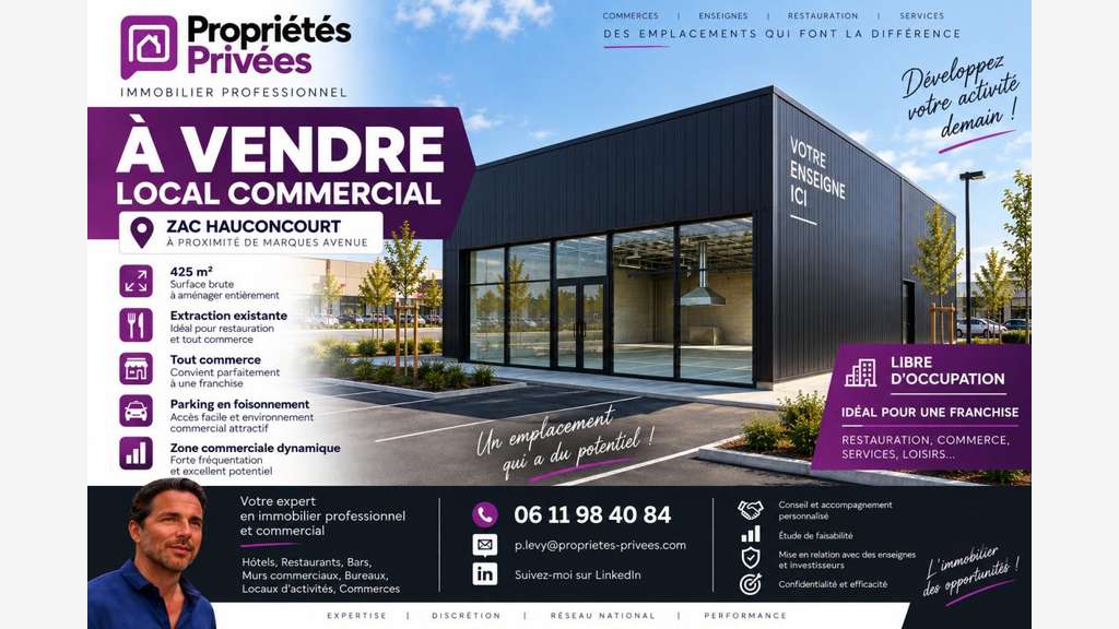 HAUCONCOURT - MURS, LOCAL COMMERCIAL LIBRE 425 M² 