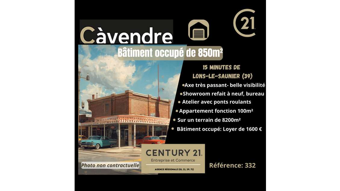 Vente bâtiment loué de 850m² à Lons le Saunier