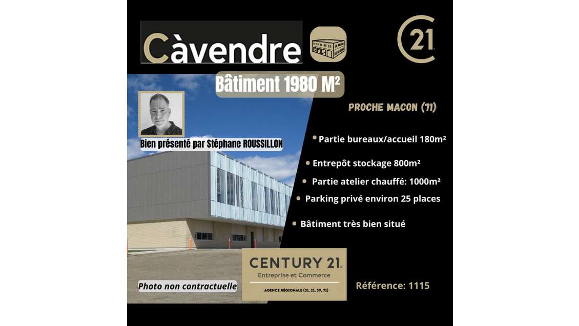 Vente bâtiment 1980m² proche Mâcon