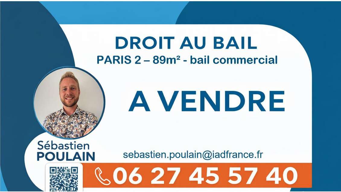 Vente droit au bail 83m² à Paris 2e