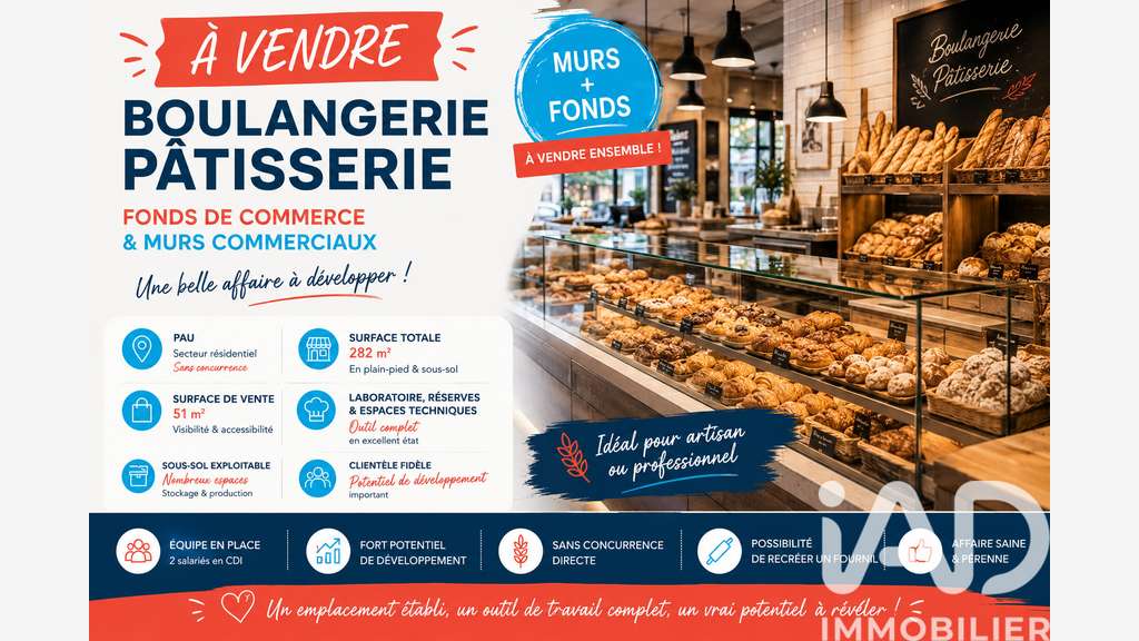 Vente local commercial 282m² Pau idéal placement