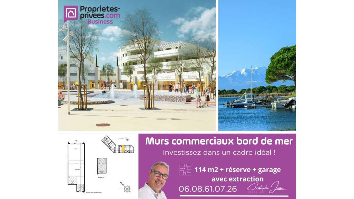 Murs commerciaux 114m² avec garage à Port Leucate