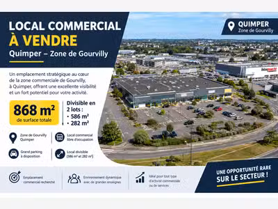 AV local commercial 868m² à Quimper zone Gourvilly