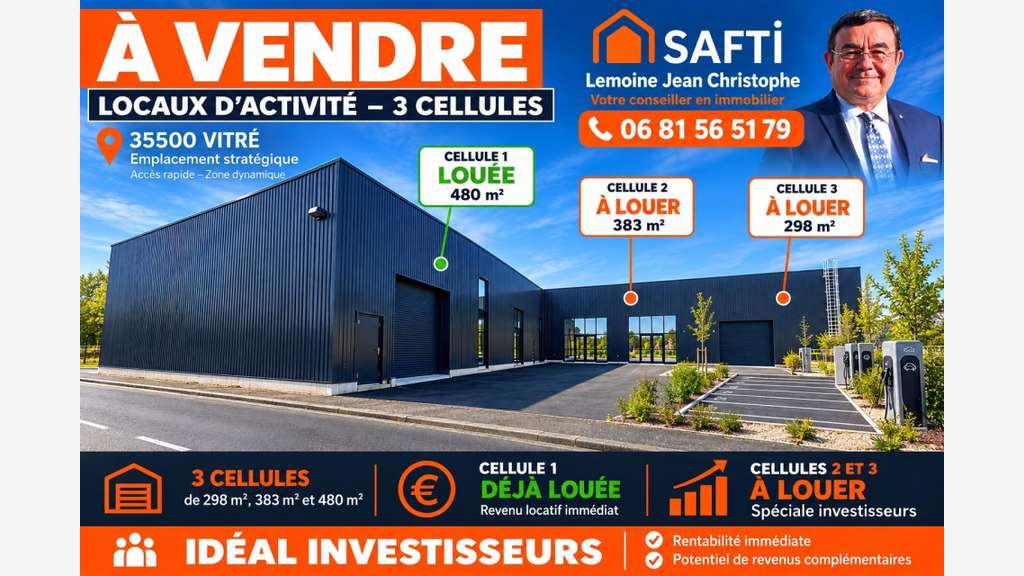 Vente bâtiment d'activité neuf loué 470m² à Rennes