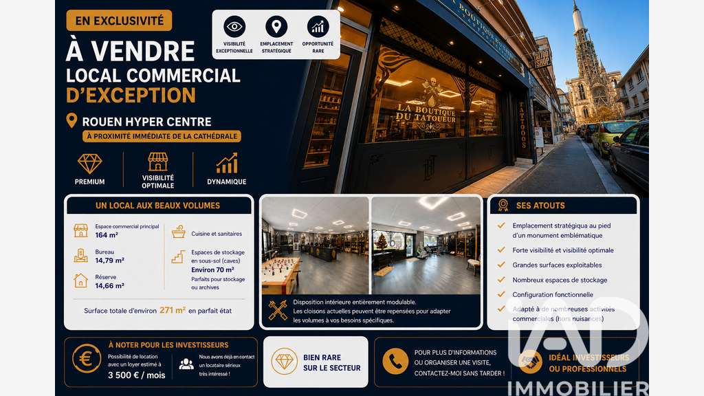 Vente local commercial d’exception à Rouen