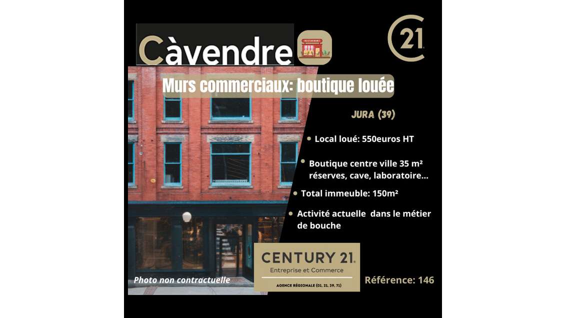 Vente murs commerciaux 150m² à Saint-Claude centre