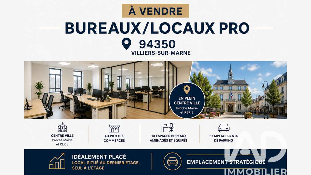 Vente local commercial 178m² à Villiers-sur-Marne