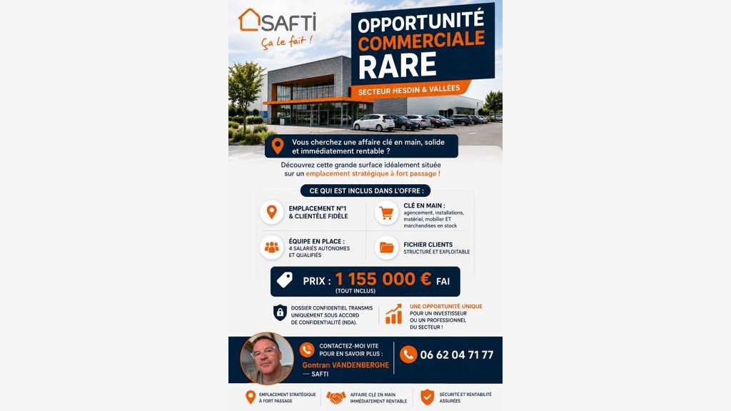 Vente murs et fonds clé en main à Hesdin