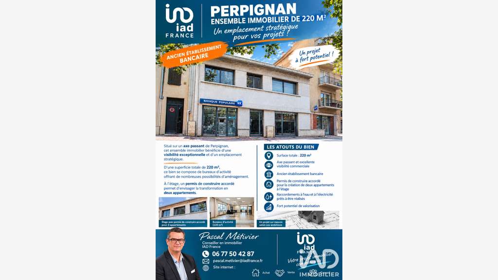 Vente local commercial 220m² à Perpignan