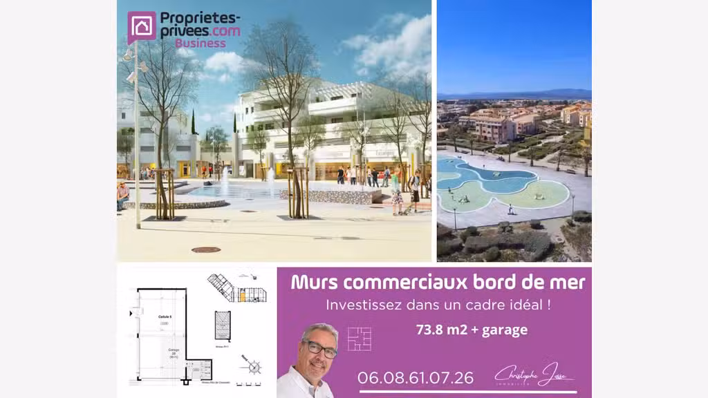 Murs commerciaux 74m² avec garage à Port-Leucate