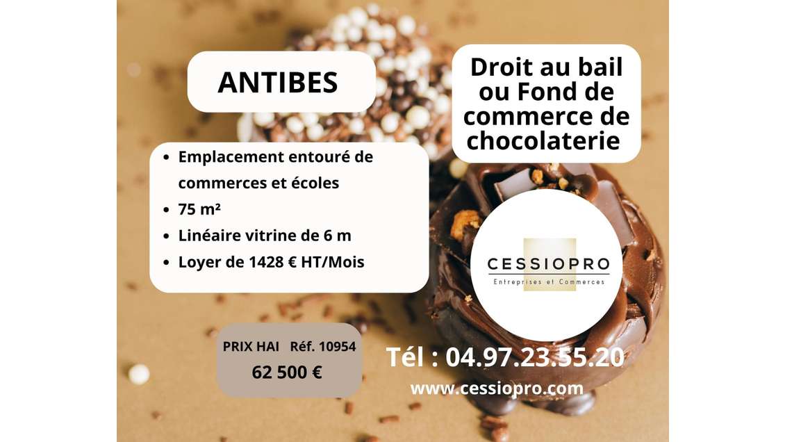 Dab ou fonds de commerce chocolaterie à Antibes