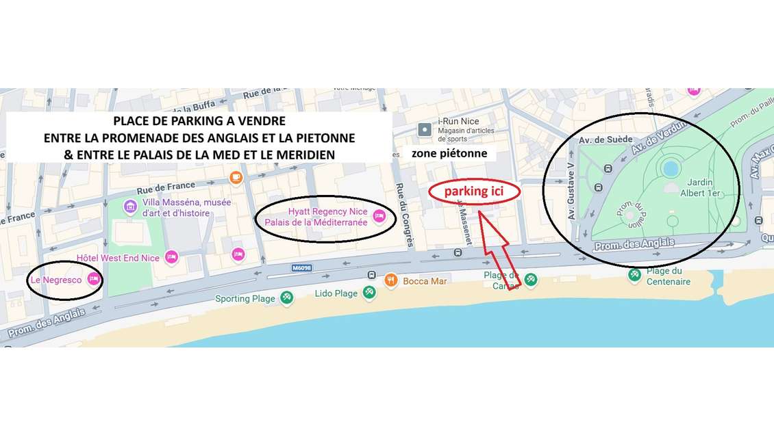 AV parking 25m² 6e sous-sol empl stratégique Nice