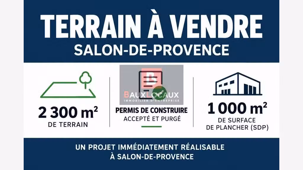 AV terrain 2300m² en zone ue1 à Salon de Provence