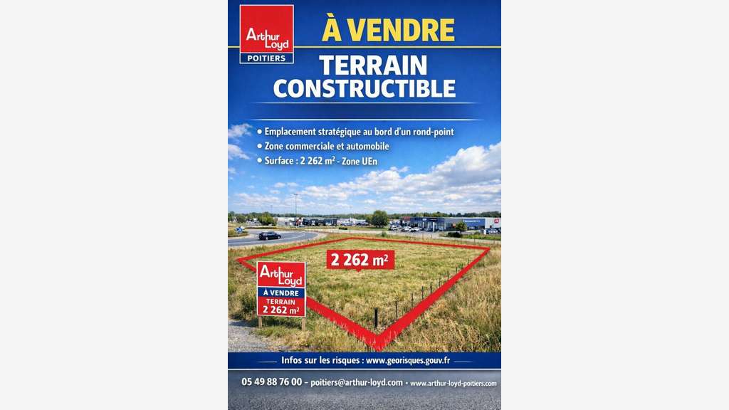 Vente terrain constructible 2262m² Grand Poitiers